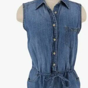 Universal Thread Denim Romper Denim Playsuit with Pockets Drawstring Size Medium